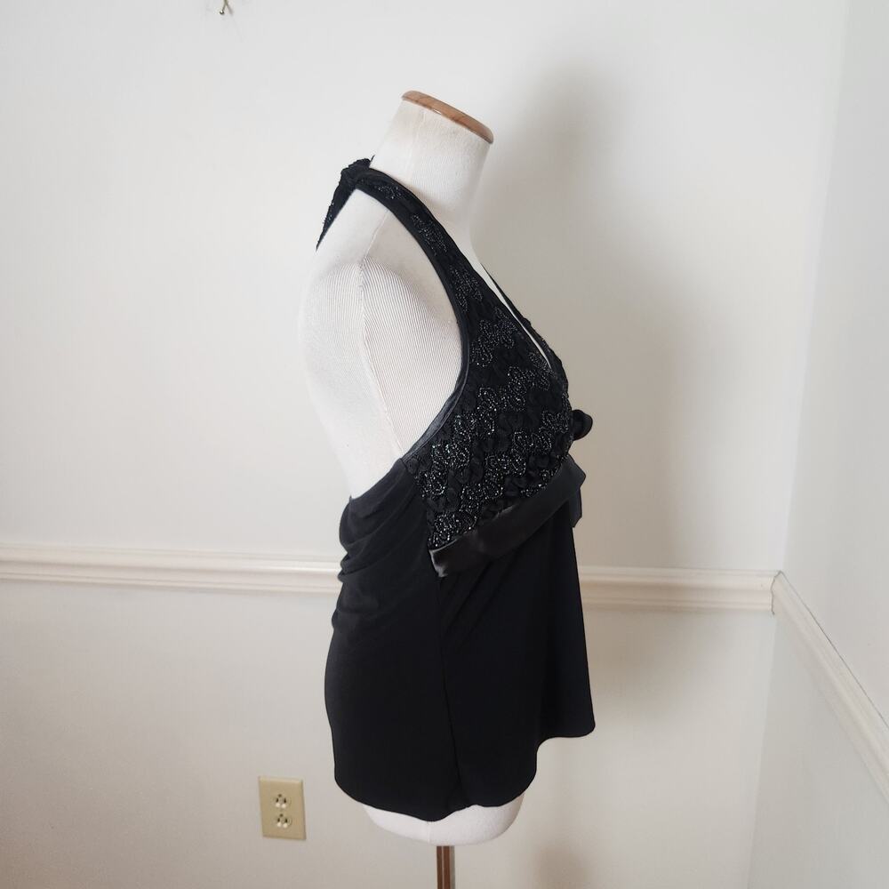 VTG Y2K Dressbarn Tank Top Sz Medium Womens Halter Black Fairy Grunge WhimsiGoth - Picture 8 of 10